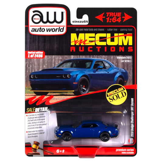 Auto World - 2018 Dodge Challenger SRT Demon, Indiglo blue - Mecum Auctions - 1:64 - AWSP161