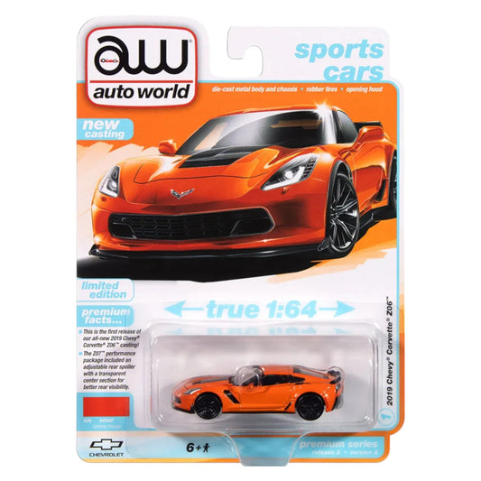 Autoworld - 2019 Chevrolet Corvette Z06, Sebring Orange - 1:64 - AWSP165A