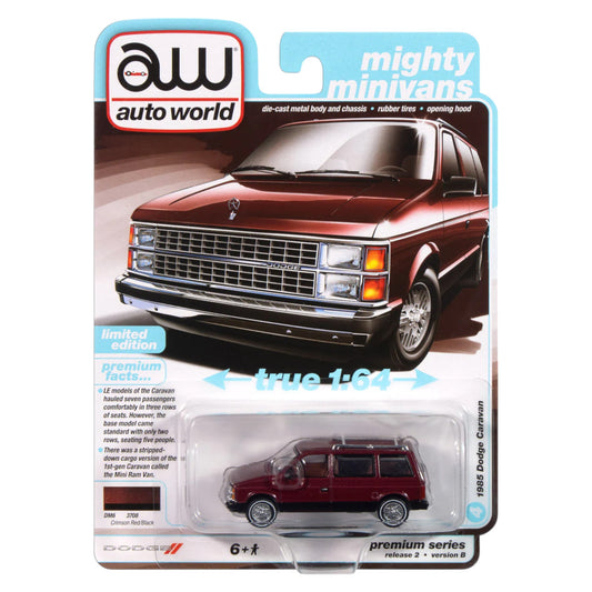 Autoworld - 1985 Dodge Caravan, Crimson Red with Black Lower Sides - 1:64 - AWSP167B