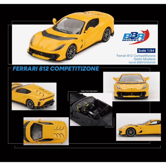 BBR - Pre-Order - Ferrari 812 Competitizone Giallo Modena - BBRFER64008
