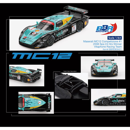 BBR - Pre-Order - MASERATI MC12 COMPETITIZONE #1 VITAPHONE RACING SPA 24 HRS WINNER - BBRDIE6421