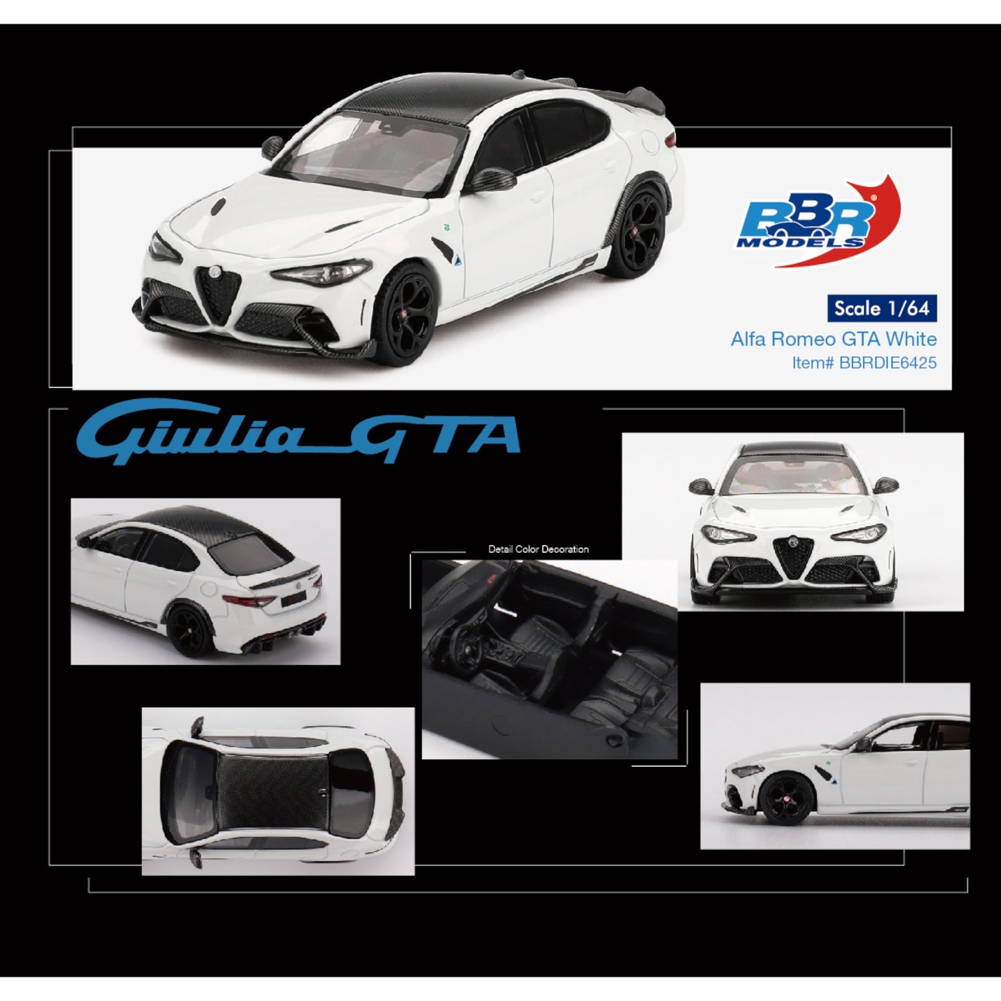 BBR - Pre-Order - Alfa Romeo Giulia GTA - White - BBRDIE6425