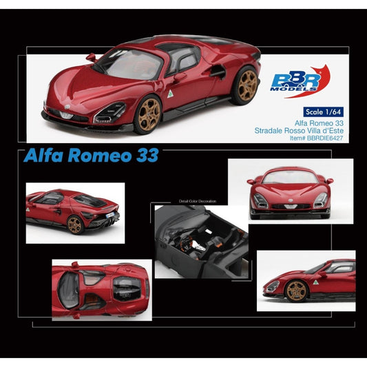 BBR - Pre-Order - Alfa Romeo 33 Stradale Rosso Villa d'Este - BBRDIE6427