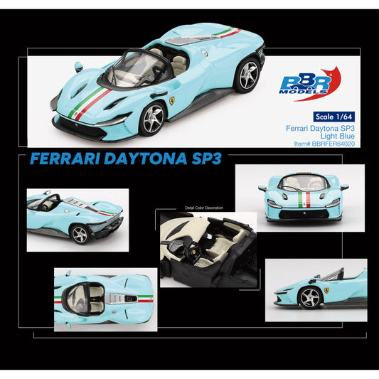 BBR - Pre-Order - FERRARI DAYTONA SP3 LIGHT BLUE 2024 - BBRFER64020