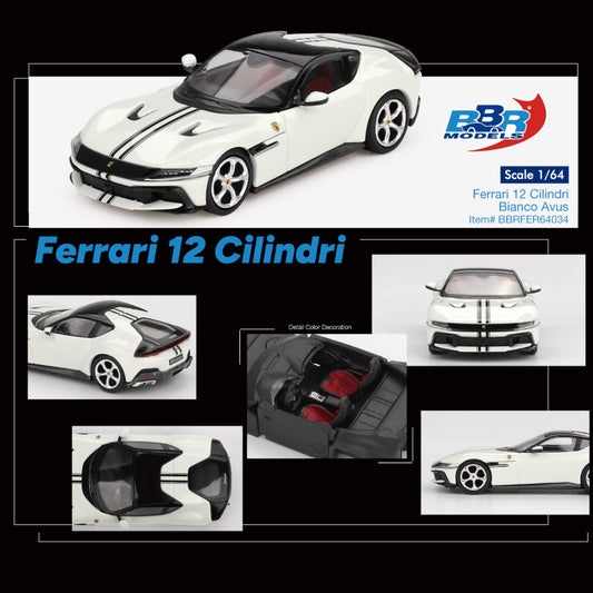 BBR - Pre-Order - Ferrari 12 Cilindri Bianco Avus - BBRFER64034