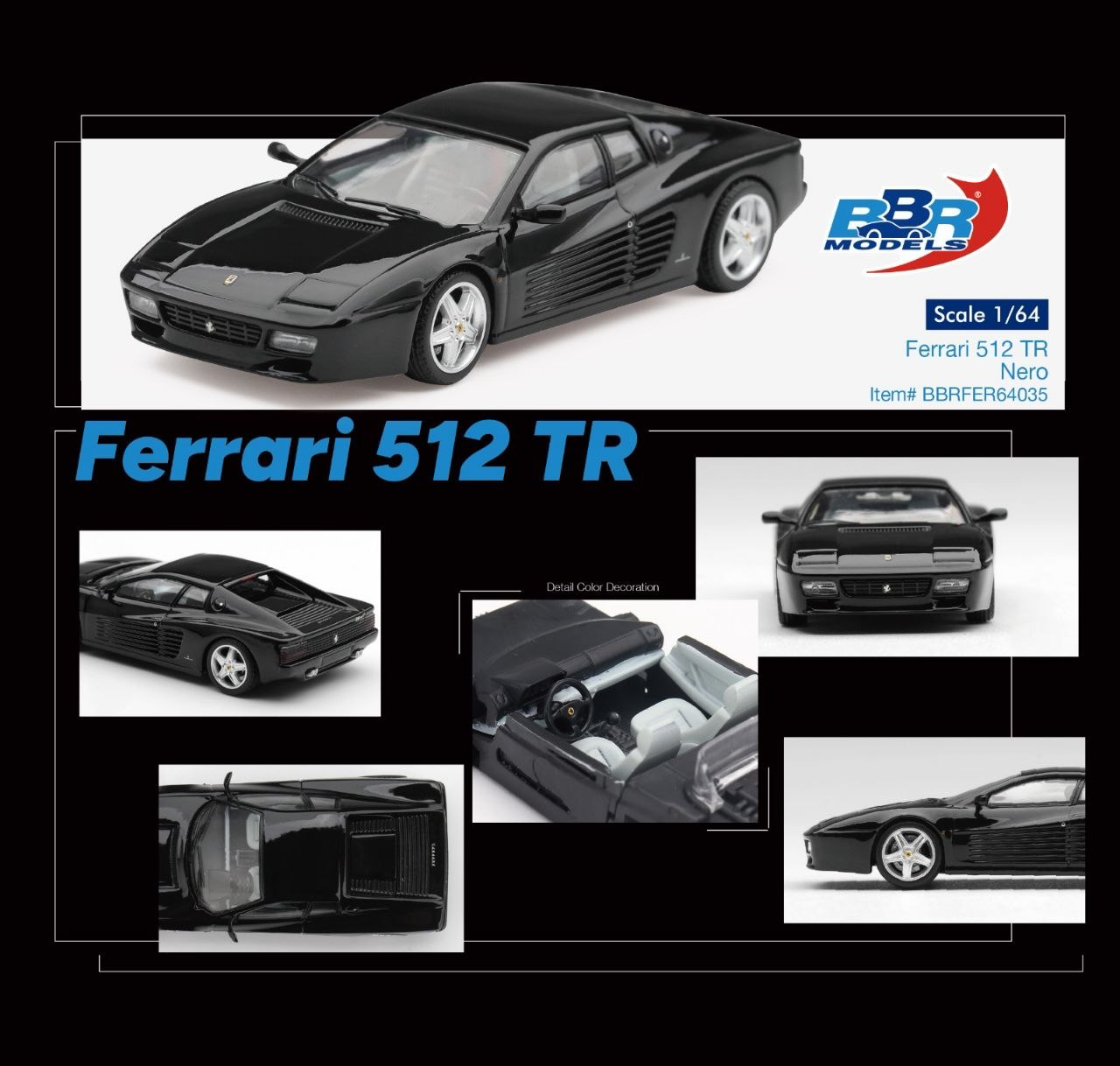 BBR - Pre-Order - Ferrari 512 TR Nero - BBRFER64035