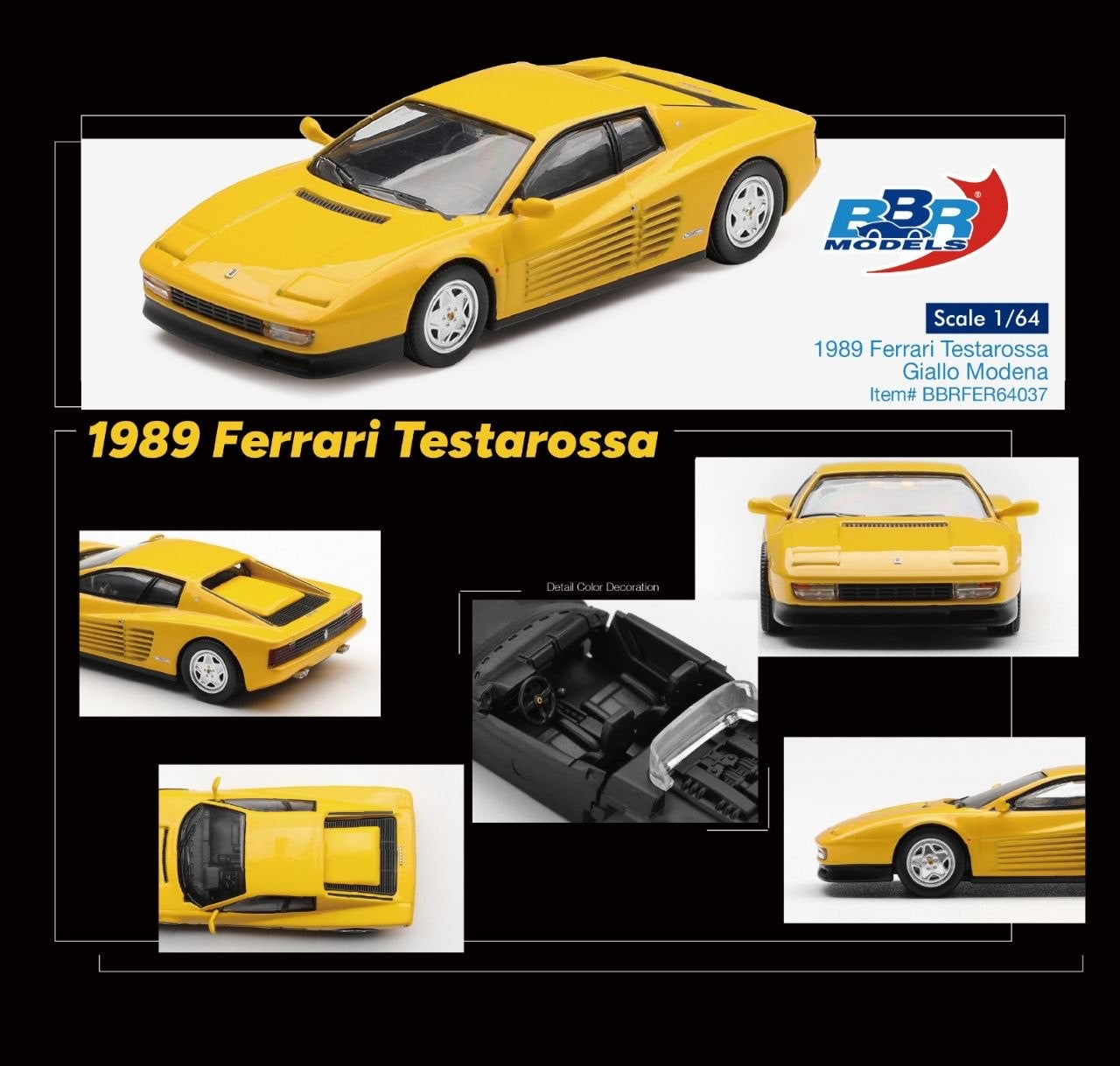 BBR - Pre-Order - 1989 Ferrari Testarossa Giallo Modena - BBRFER64037