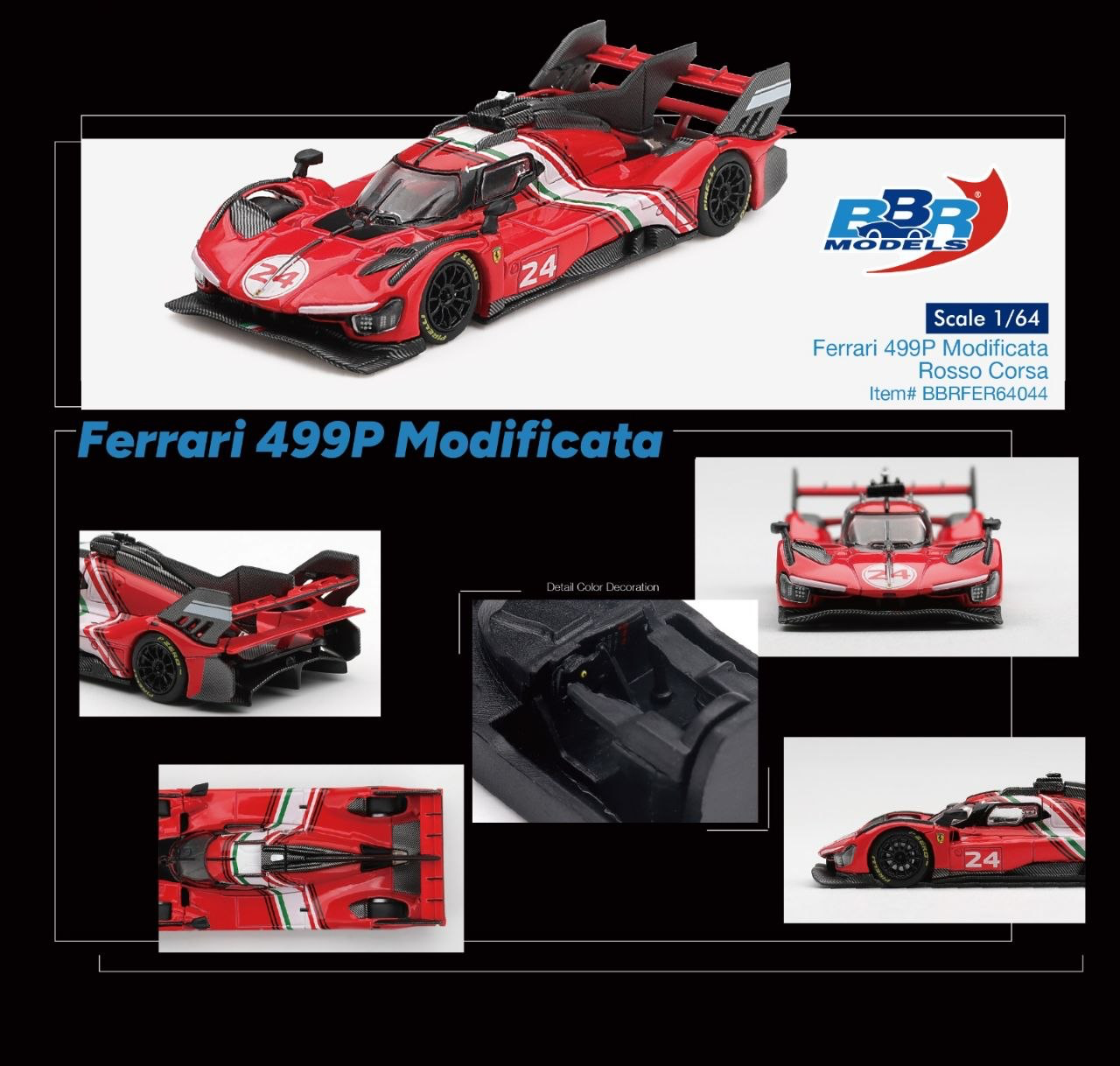 BBR - Pre-Order - Ferrari 499P Modificata Rosso Corsa - BBRFER64044