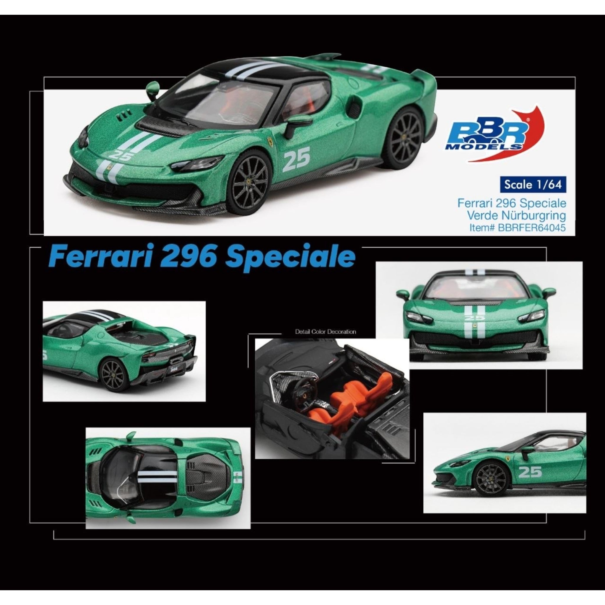 BBR - Pre-Order - Ferrari 296 Speciale Verde Nürburgring - BBRFER64045