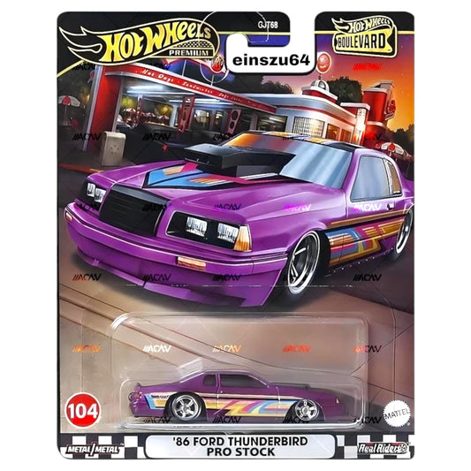 Hot Wheels 2024 - Boulevard - 1986 Ford Thunderbird Pro Stock - No. 104 - HRT72