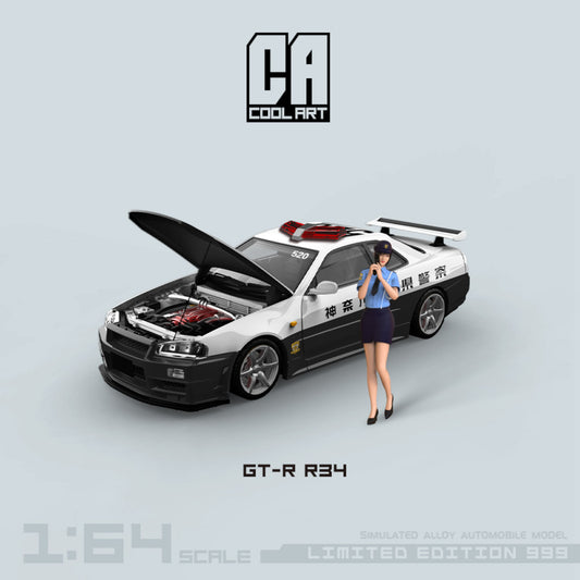 CoolArt Models - Pre-Order - Skyline GT-R R34 Police mit Figur - CA646306-1