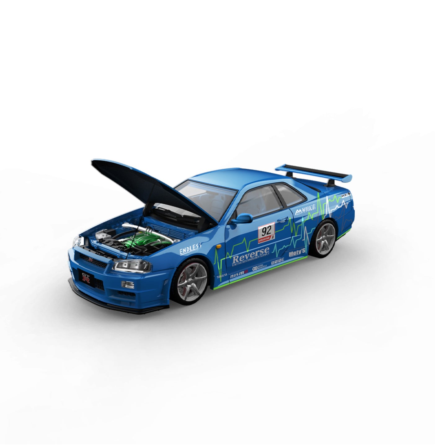 CoolArt Models - Pre-Order - Nissan Skyline GT-R R34 Reverse Racing, blue - CA646314