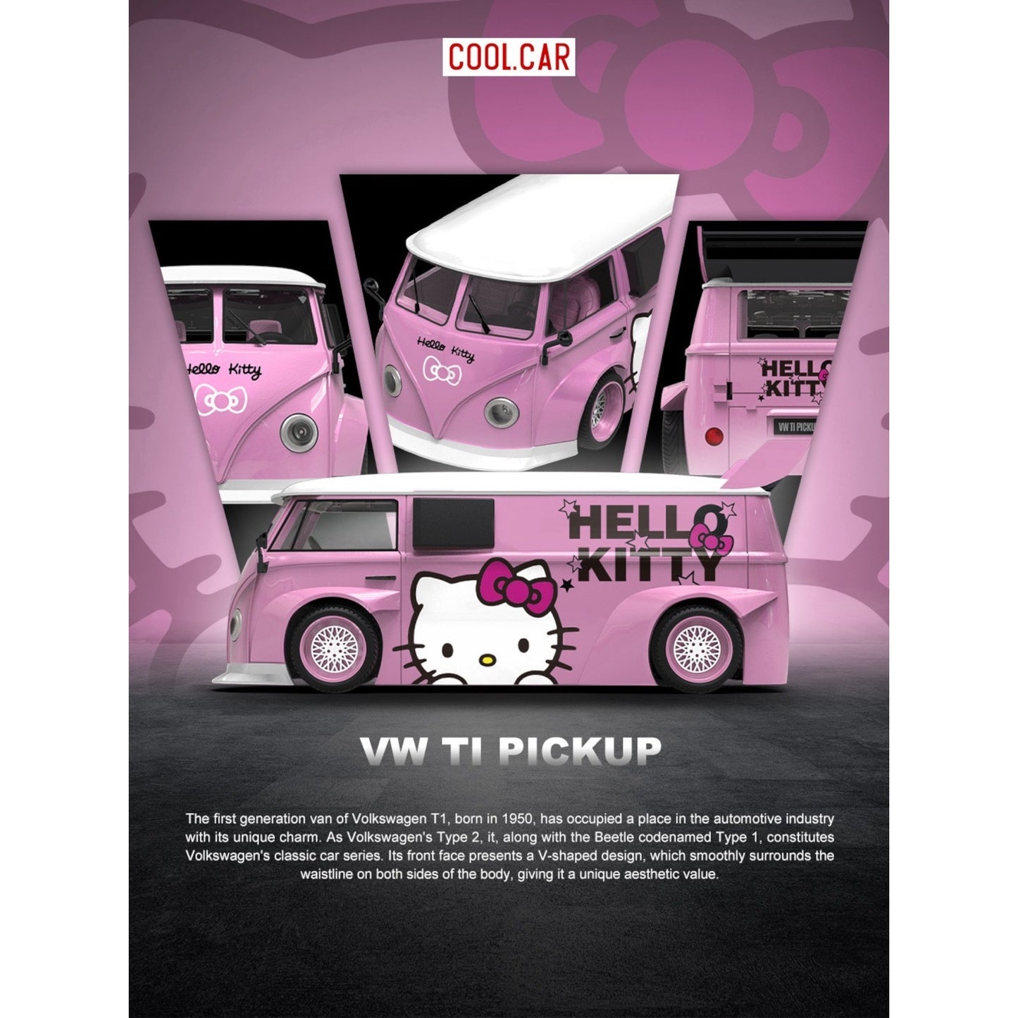 Pre-Order bis 03.12.2025 - CoolCar - Volkswagen T1, Hello Kitty, light pink - CC642948