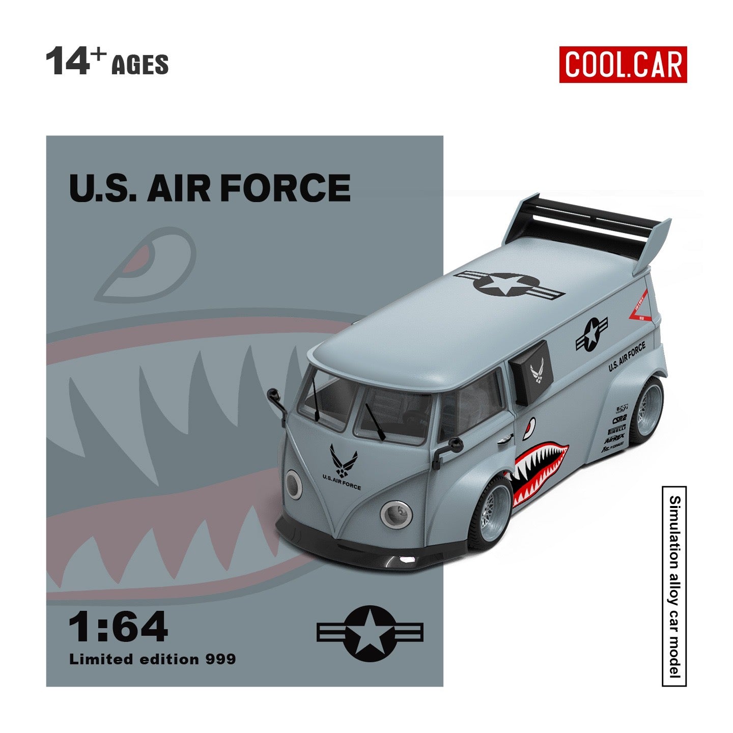 CoolCar - Pre-Order - Volkswagen T1 Grey Shark Mouth - CC642959