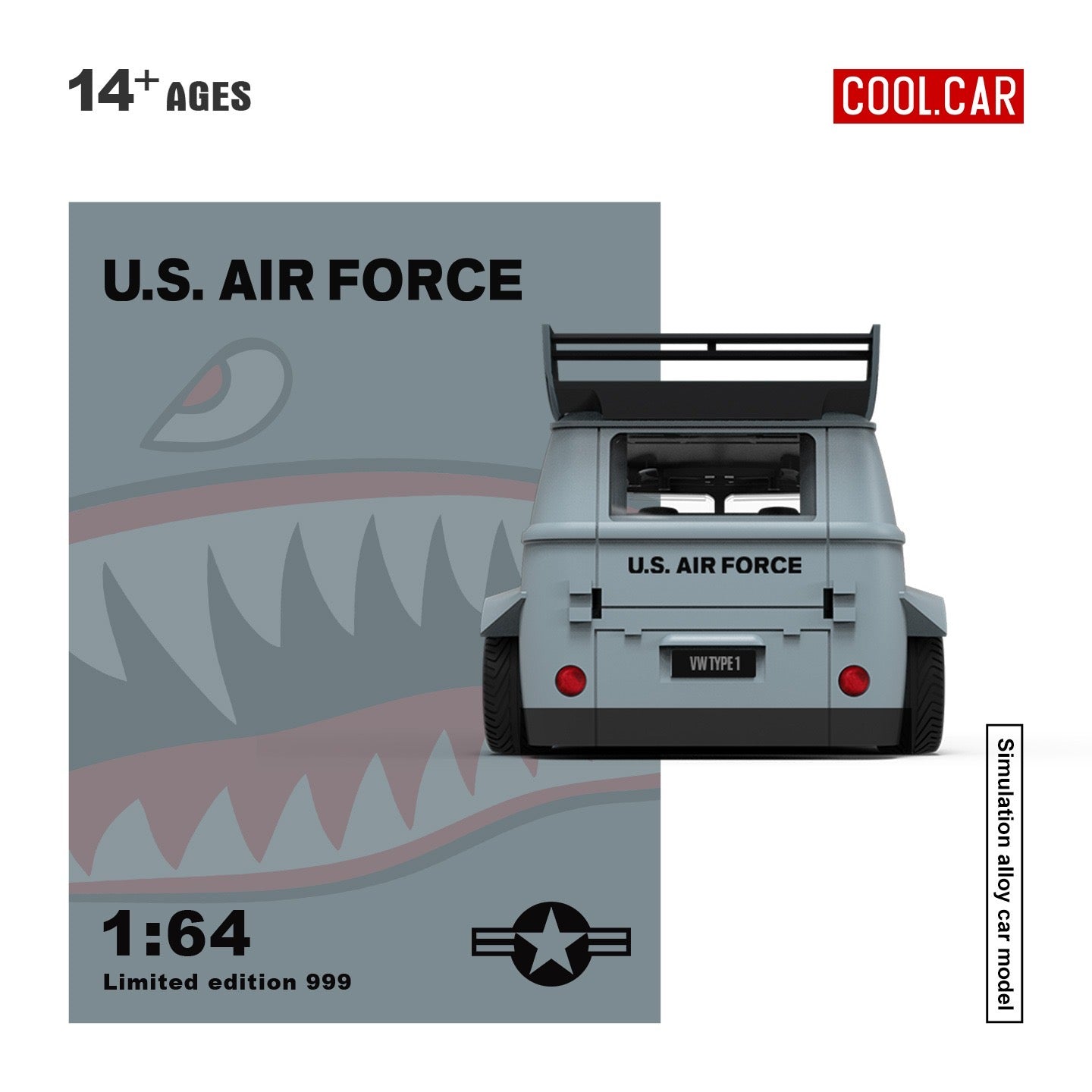 CoolCar - Pre-Order - Volkswagen T1 Grey Shark Mouth - CC642959