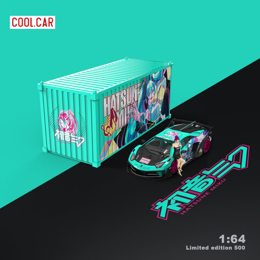 CoolCar - Pre-Order - Lamborghini Aventodor GT-EVO Hatsune Miku mit Figur & Container