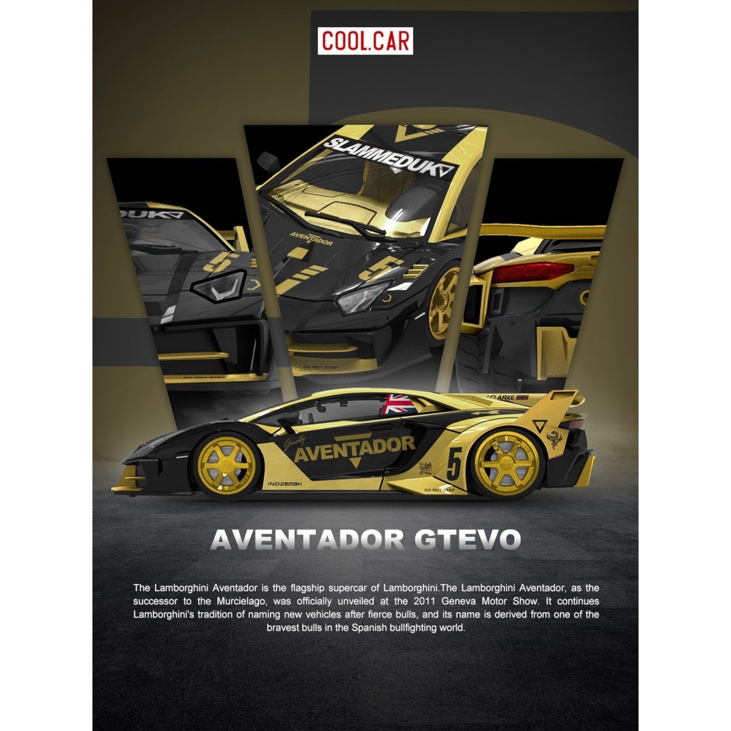 CoolCar - Pre-Order - Lamborghini Aventador GTEVO V5 black and gold - CC643831