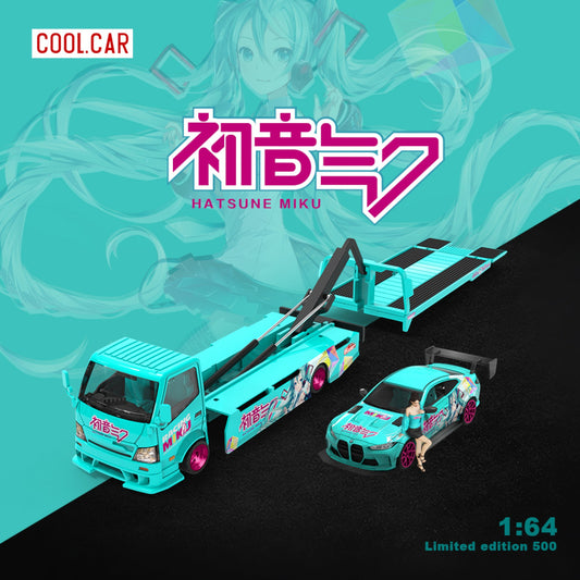 CoolCar - Pre-Order - BMW M4 mit H300 Flatbed Transporter - Hatsune Miku mit Figur - CC647214-T