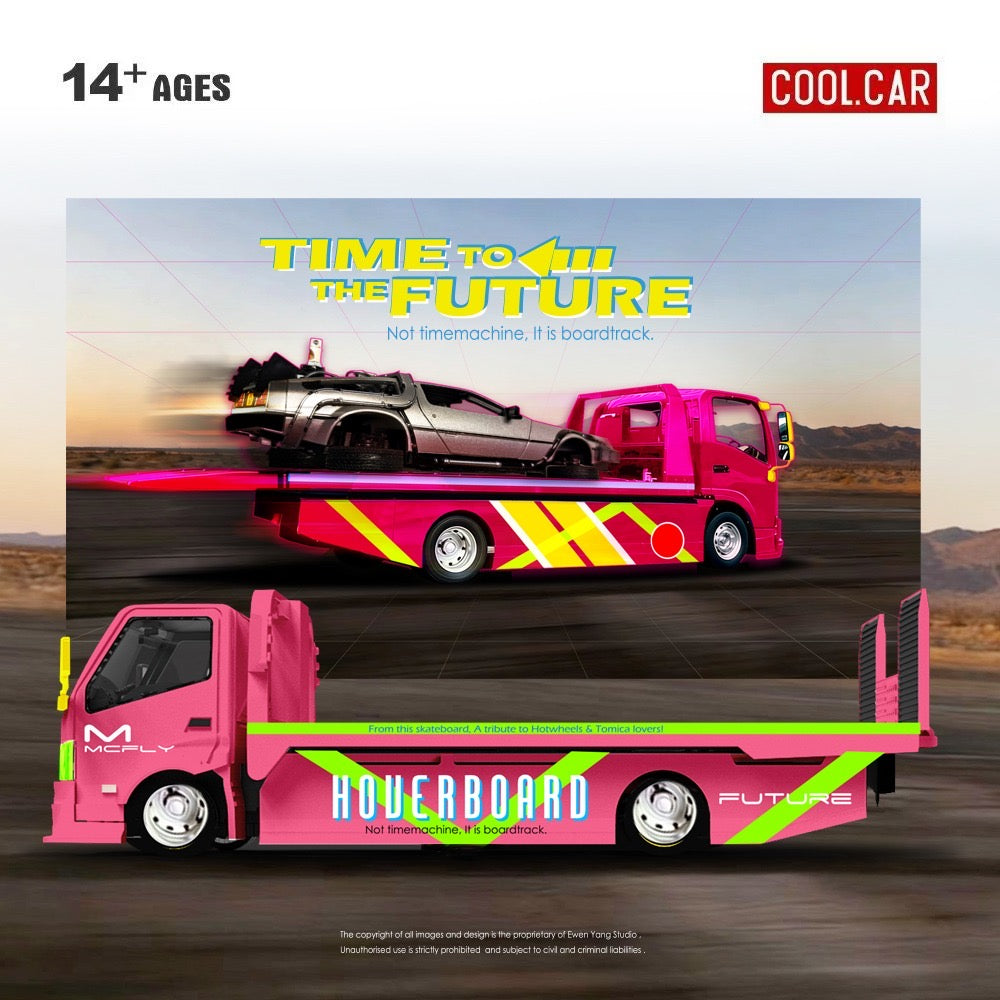 Pre-Order bis 23.01.2026 - CoolCar - H300 flatbed transport trailer - Return to the future painted - CC647227