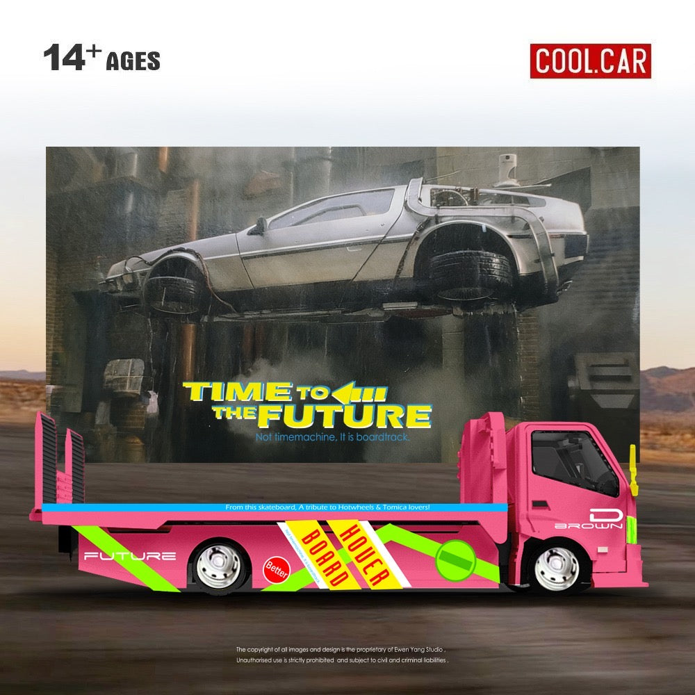 Pre-Order bis 23.01.2026 - CoolCar - H300 flatbed transport trailer - Return to the future painted - CC647227