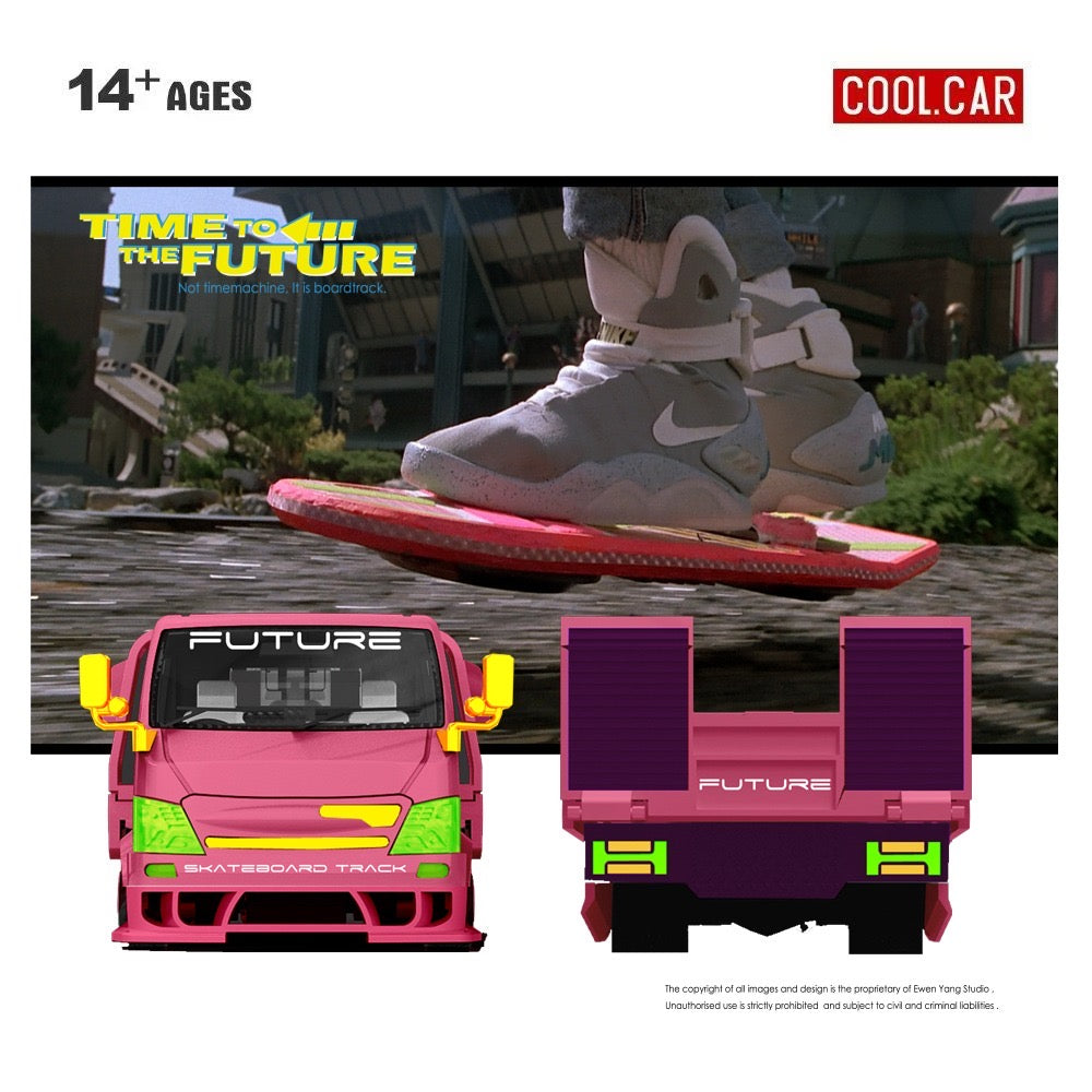 Pre-Order bis 23.01.2026 - CoolCar - H300 flatbed transport trailer - Return to the future painted - CC647227