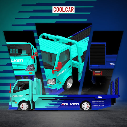 CoolCar - Pre-Order - H300 flat transport trailer, Falken blue - CC647232