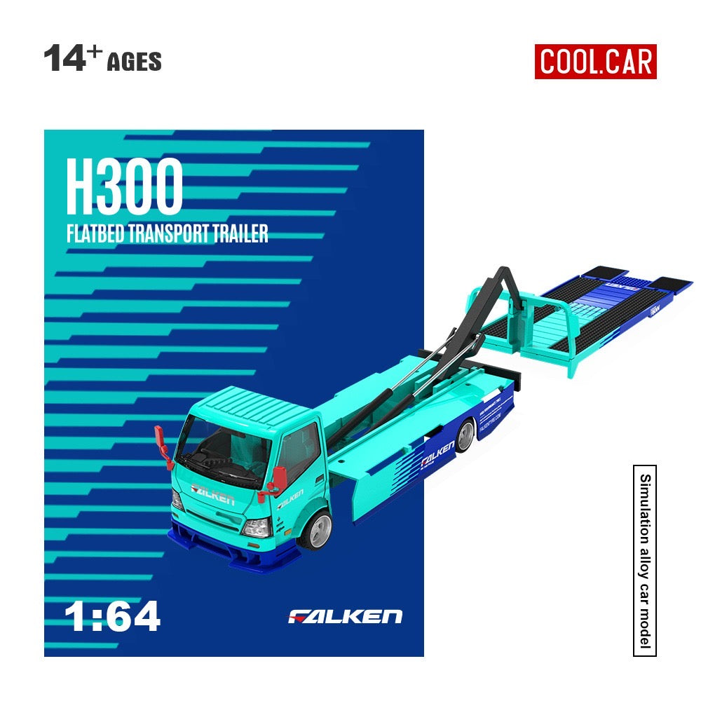 CoolCar - Pre-Order - H300 flat transport trailer, Falken blue - CC647232
