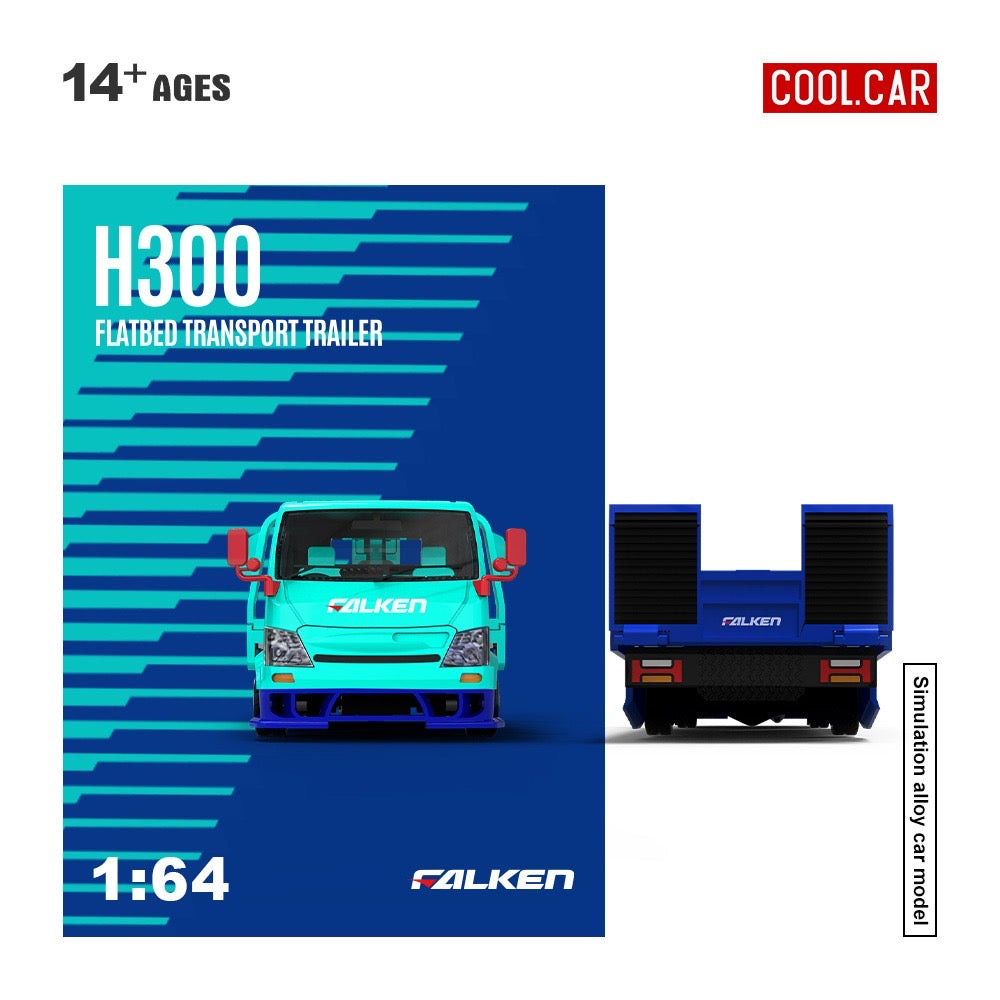 CoolCar - Pre-Order - H300 flat transport trailer, Falken blue - CC647232