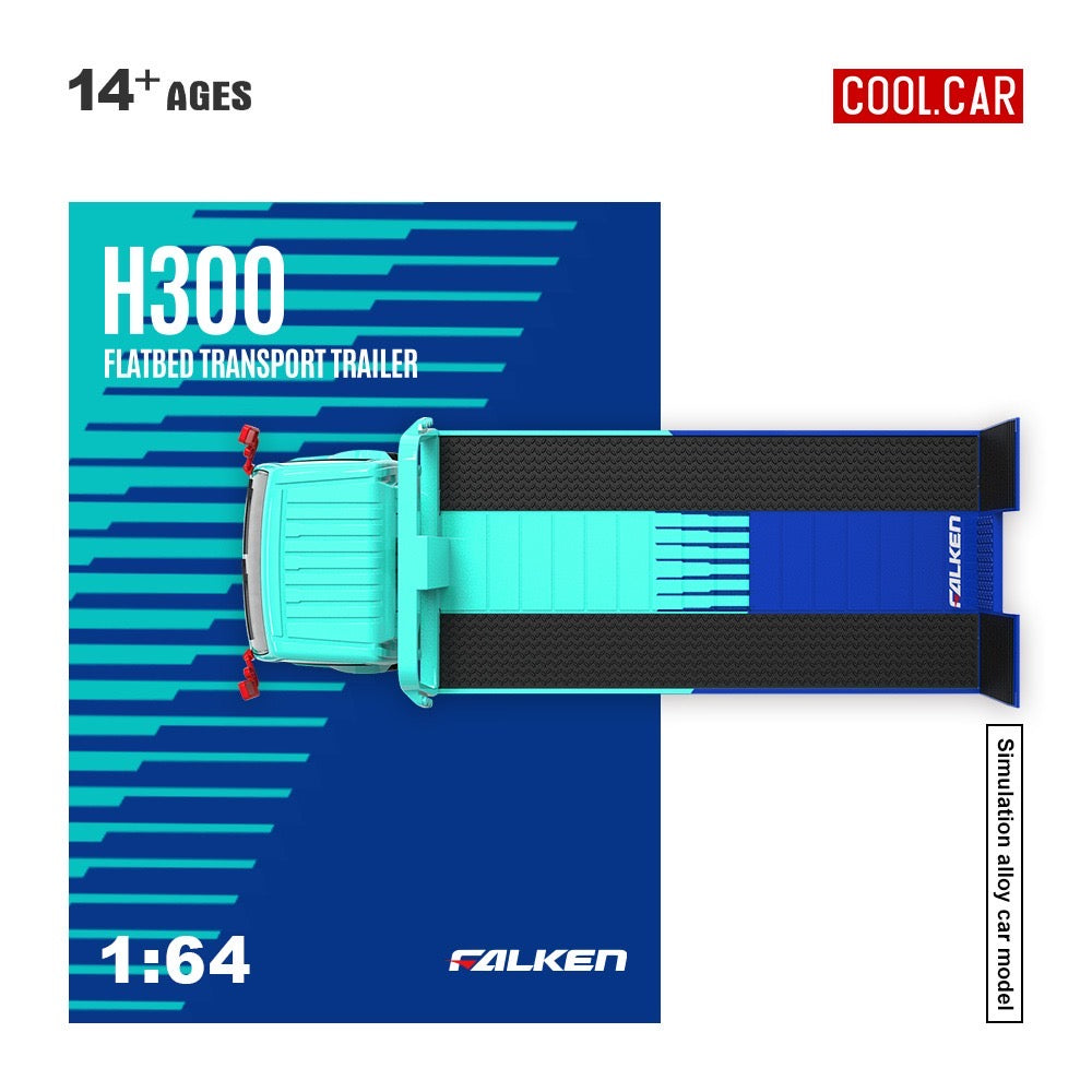 CoolCar - Pre-Order - H300 flat transport trailer, Falken blue - CC647232