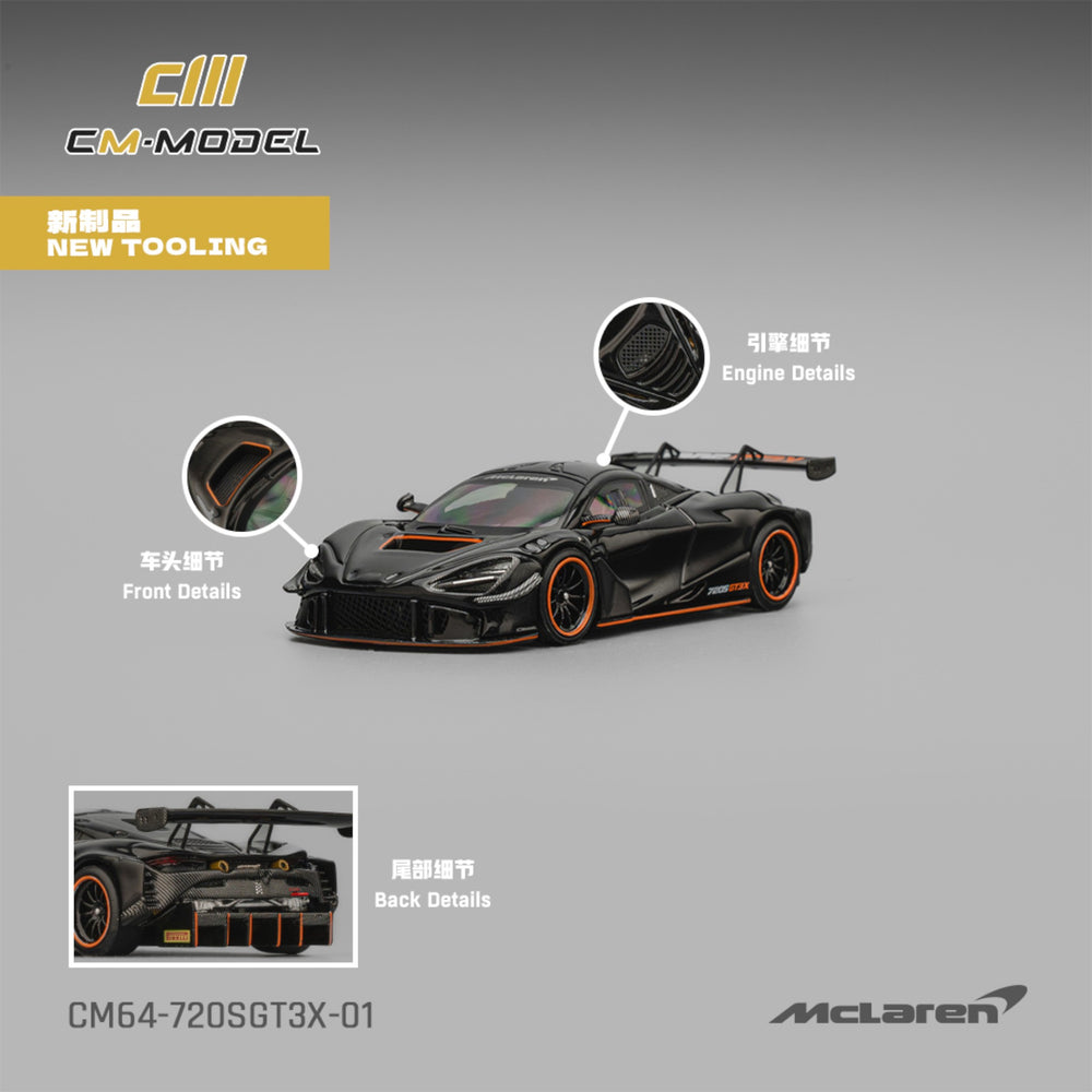 CM Model - Pre-Order - Mclaren 720SGT3X Black - CM64-720SGT3X-01
