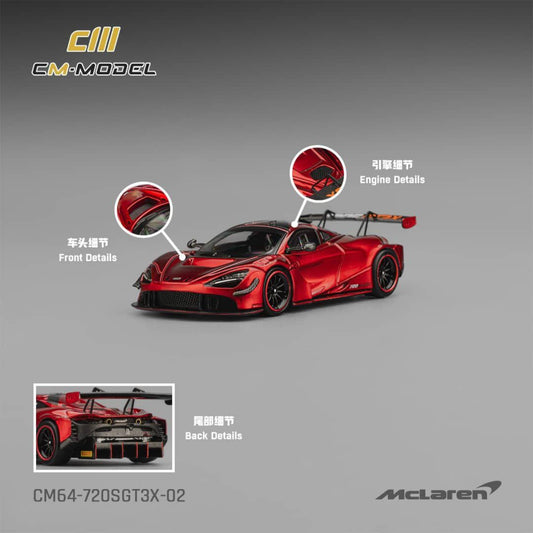 CM Model - Pre-Order - McLaren 720S GT3X, metallic red - CM64-720GT3X-02