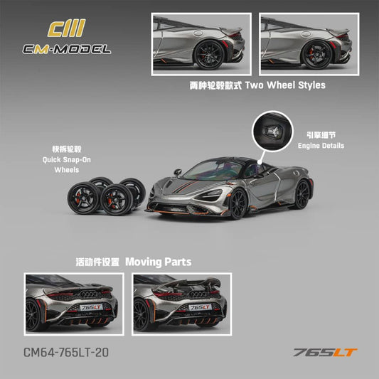CM Model - Pre-Order - McLaren 765LT Silver Grey - CM64-765LT-20