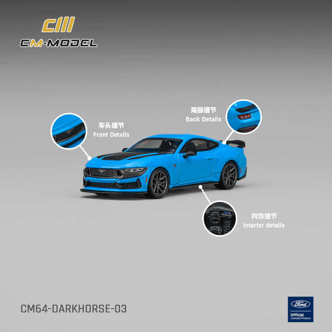 CM Model - Pre-Order - Ford Darkhorse Grabber Blue with Black Hood Stripes - CM64-Darkhorse-03