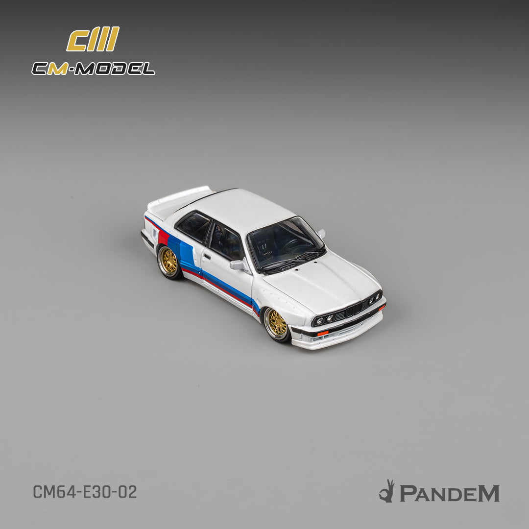 CM Model - Pre-Order - Pandem M3 E30 Alpine White with M Tri-Stripes - CM64-E30-02