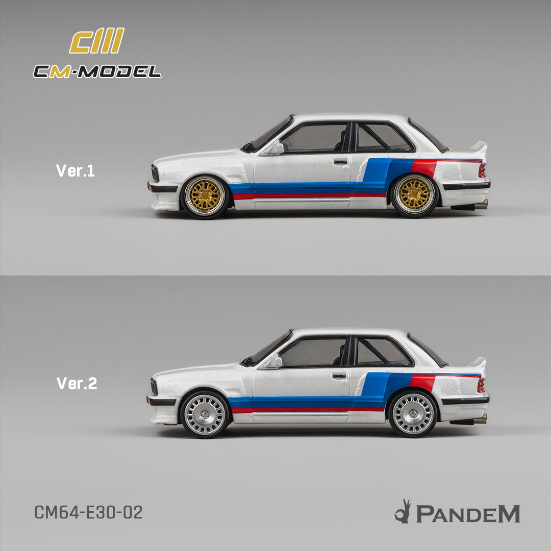 CM Model - Pre-Order - Pandem M3 E30 Alpine White with M Tri-Stripes - CM64-E30-02