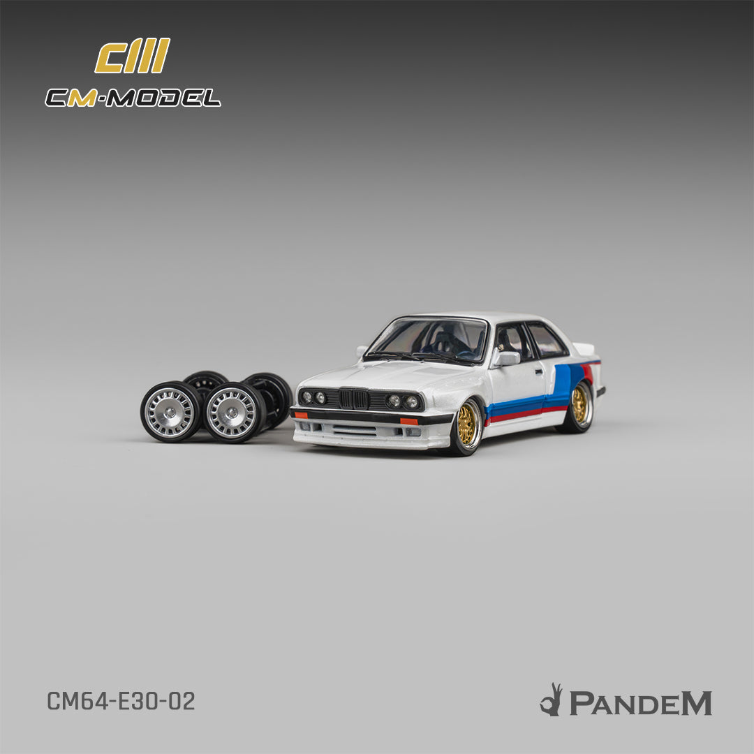 CM Model - Pre-Order - Pandem M3 E30 Alpine White with M Tri-Stripes - CM64-E30-02