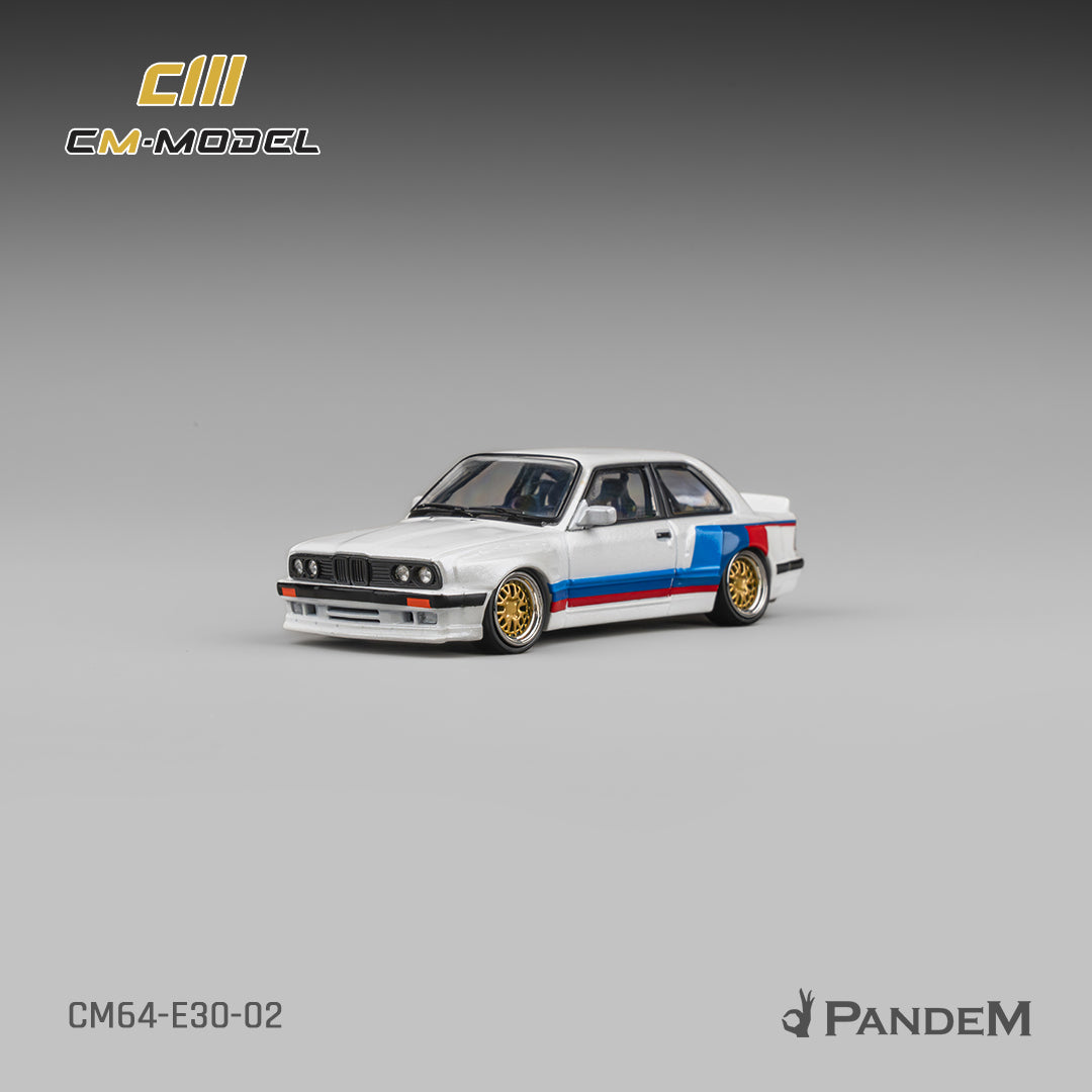 CM Model - Pre-Order - Pandem M3 E30 Alpine White with M Tri-Stripes - CM64-E30-02