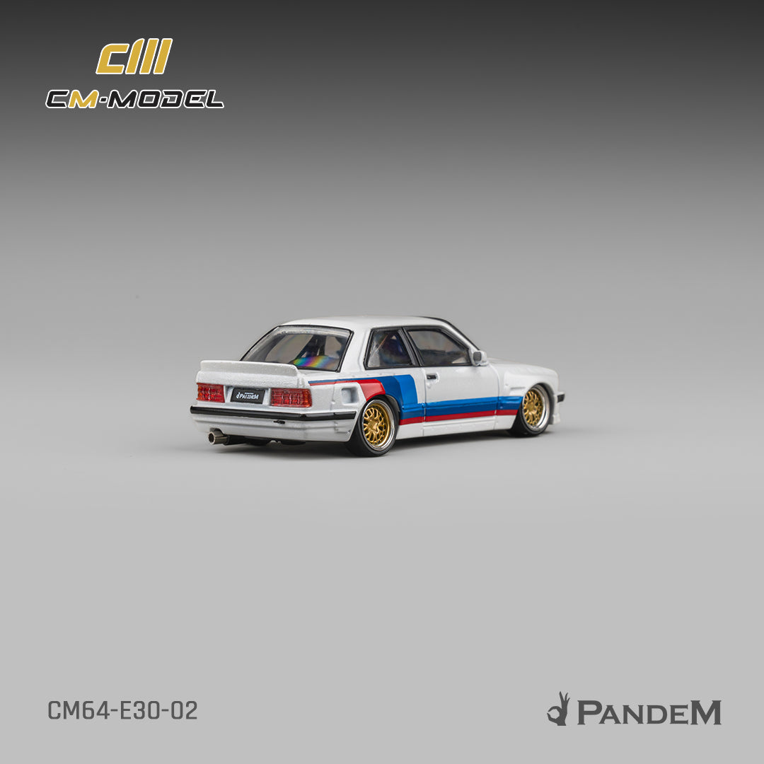 CM Model - Pre-Order - Pandem M3 E30 Alpine White with M Tri-Stripes - CM64-E30-02