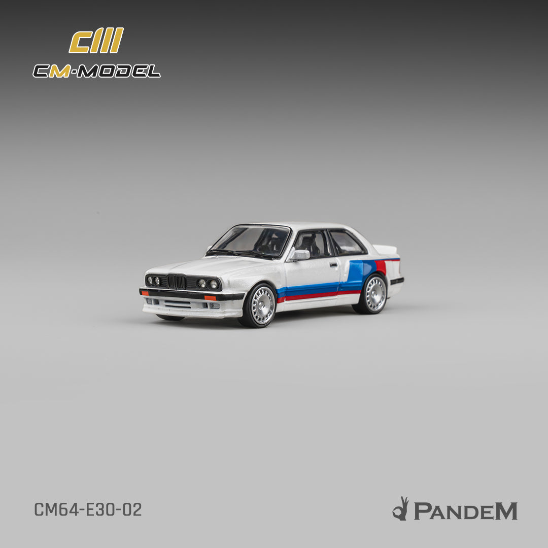 CM Model - Pre-Order - Pandem M3 E30 Alpine White with M Tri-Stripes - CM64-E30-02