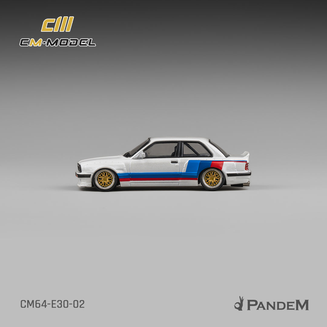 CM Model - Pre-Order - Pandem M3 E30 Alpine White with M Tri-Stripes - CM64-E30-02
