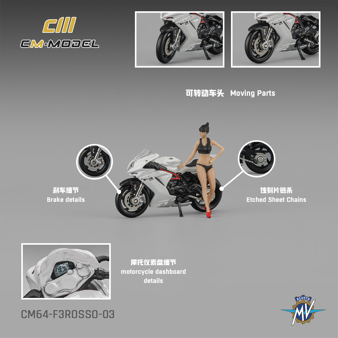 CM Model - Pre-Order - MV Agusta F3Rosso White with Show Girl - CM64-F3Rosso-03