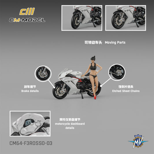 CM Model - Pre-Order - MV Agusta F3Rosso White with Show Girl - CM64-F3Rosso-03