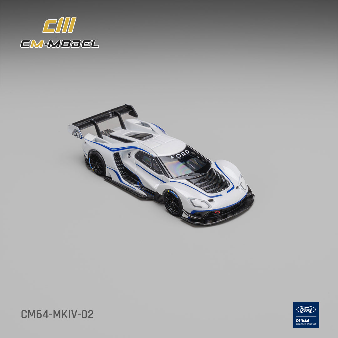 CM Model - Pre-Order - Ford GT Mk IV Frozen White & Sonic Blue Pearl J-1 - CM64-MKIV-02