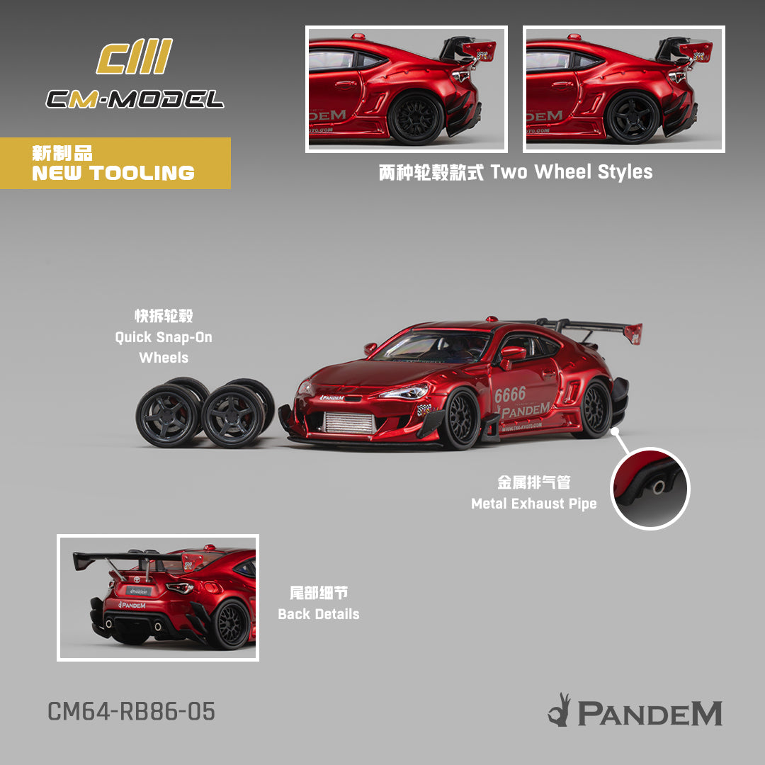 CM Model - Pre-Order - Toyota GT86 Pandem Widebody V3.5 Metallic Red - CM64-RB86-05