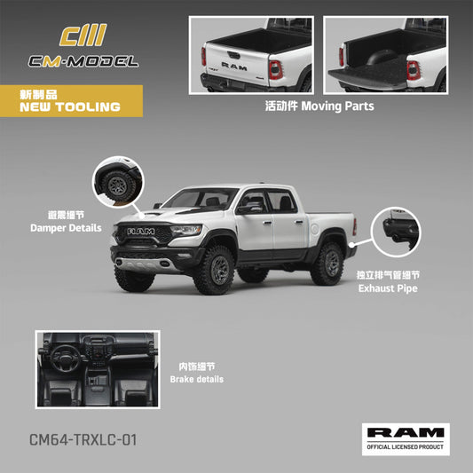 CM Model - Pre-Order - 2024 Ram 1500 TRX 6.2L Supercharged V8 – Diamond White Crystal Pearl - CM64-TRXLC-01
