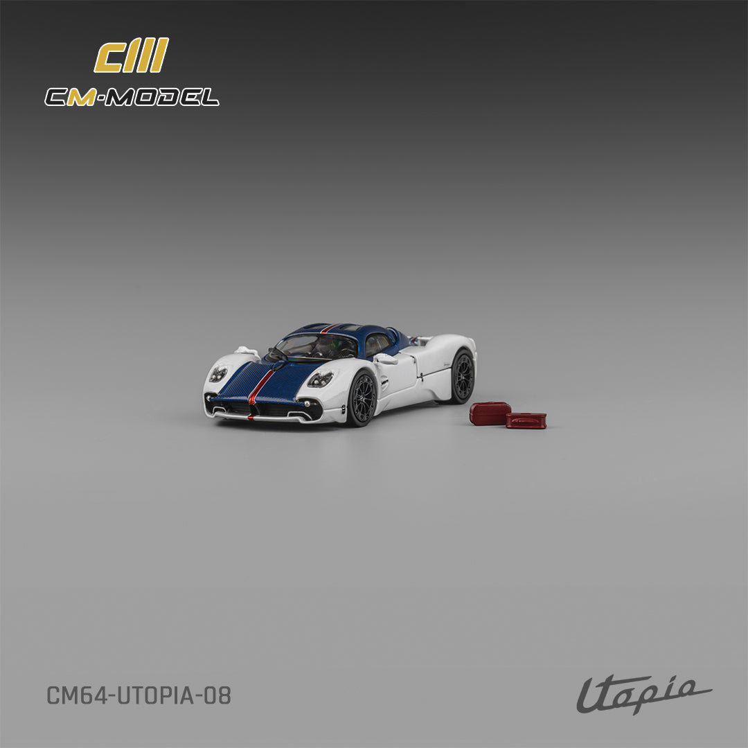 CM Model - Pre-Order - Pagani Utopia Bianco Benny - Blue Carbon, White - CM64-Utopia-08