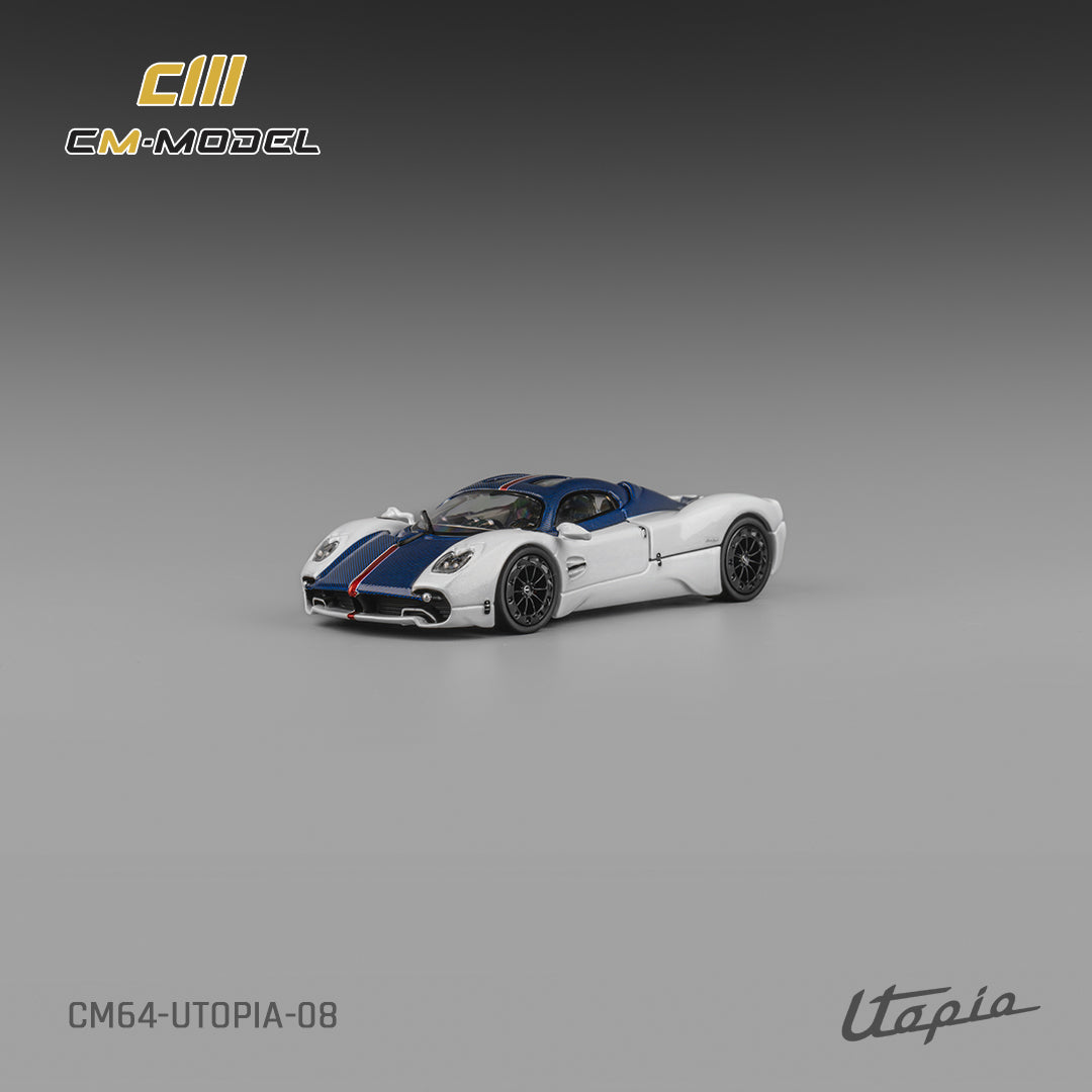 CM Model - Pre-Order - Pagani Utopia Bianco Benny - Blue Carbon, White - CM64-Utopia-08