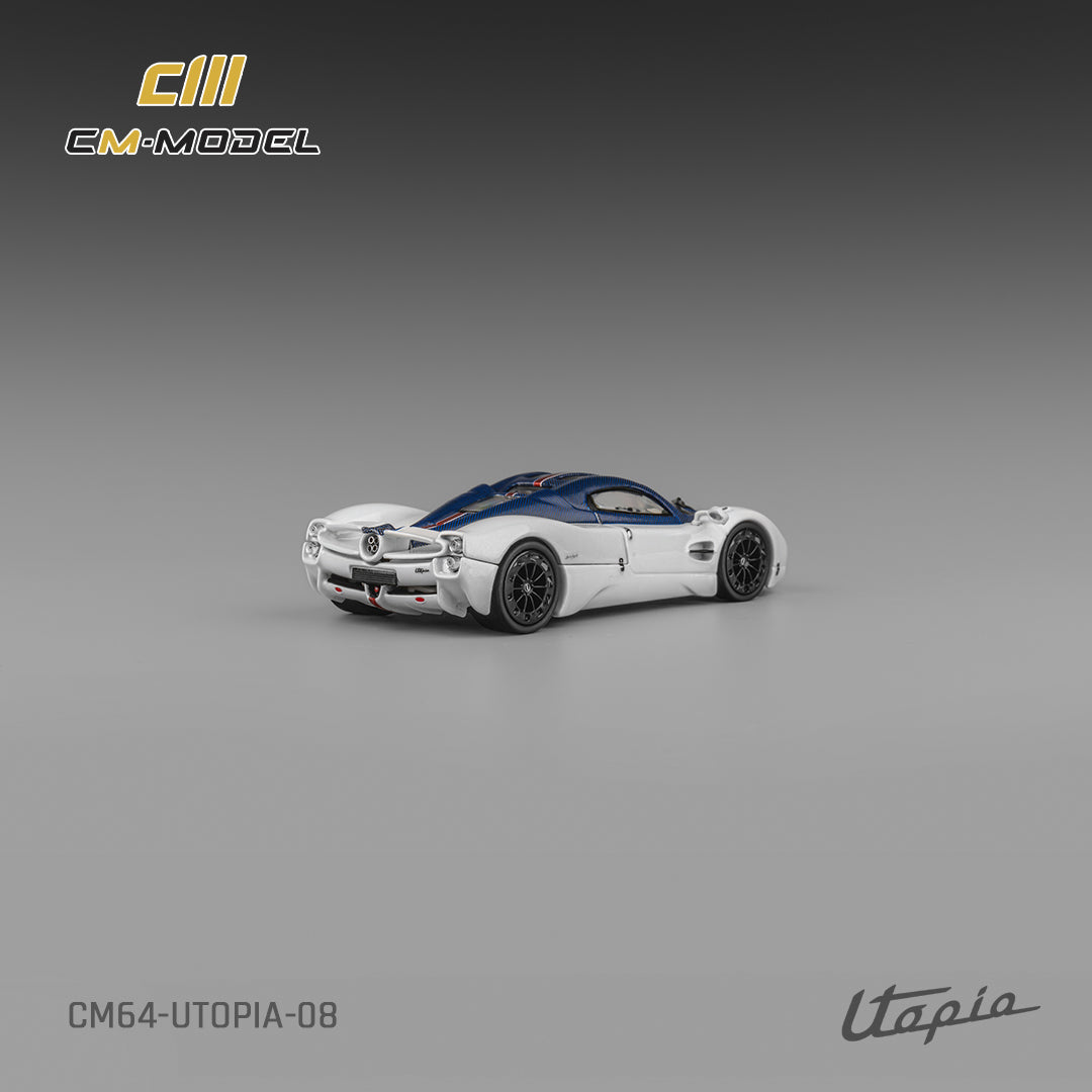 CM Model - Pre-Order - Pagani Utopia Bianco Benny - Blue Carbon, White - CM64-Utopia-08