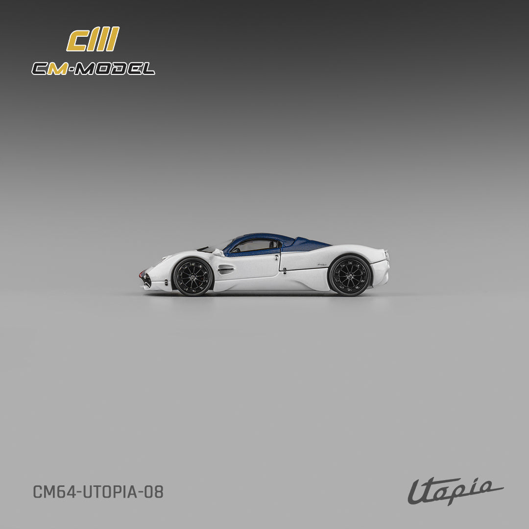 CM Model - Pre-Order - Pagani Utopia Bianco Benny - Blue Carbon, White - CM64-Utopia-08