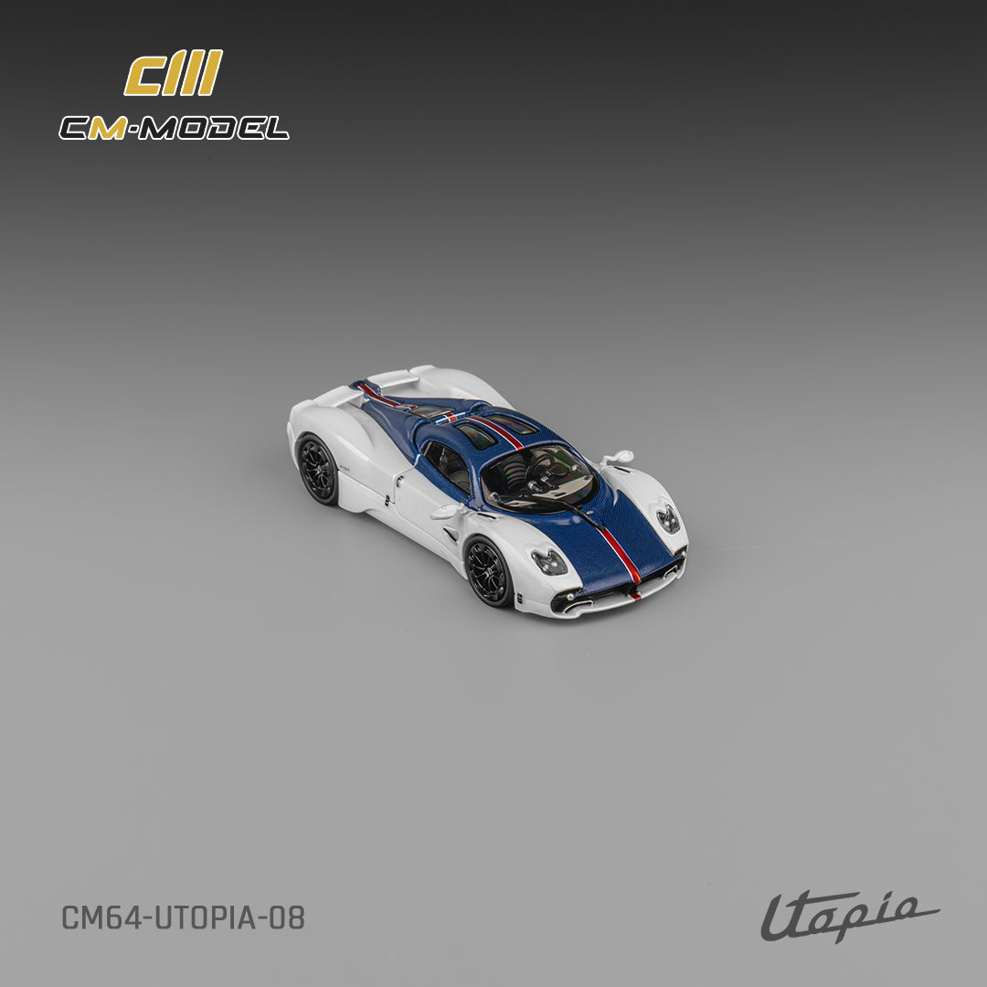 CM Model - Pre-Order - Pagani Utopia Bianco Benny - Blue Carbon, White - CM64-Utopia-08